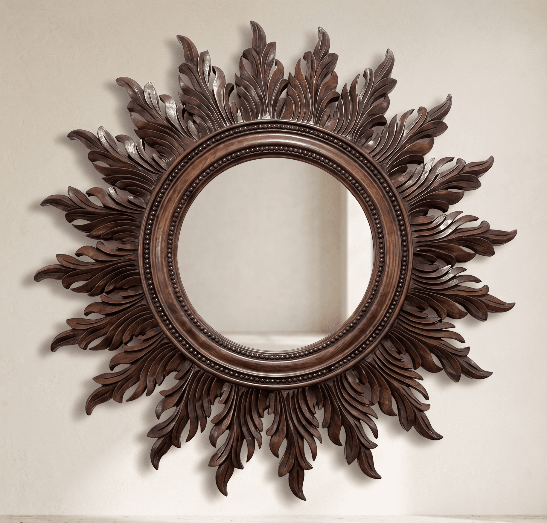 Wooden Sunburst Mirror