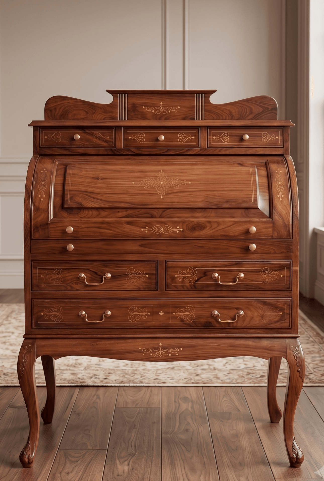 Premium Antique Roll-Top Desk